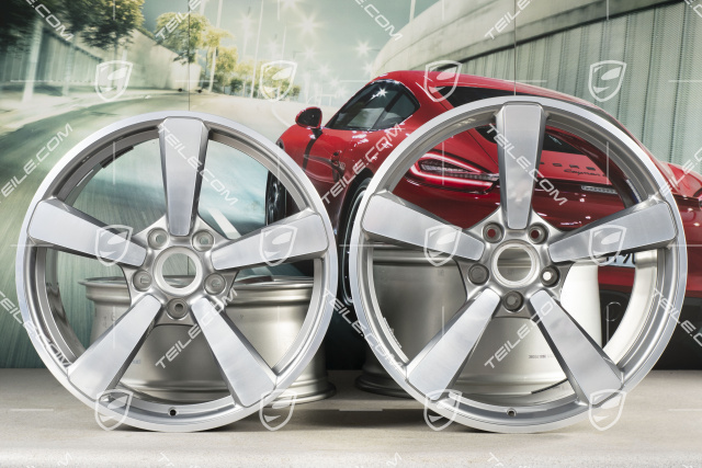 20+21-inch wheel rim set Carrera Exclusive, rims: front 8,5J x 20 ET53 + rear 11,J x 21 ET67, Platinum Silver