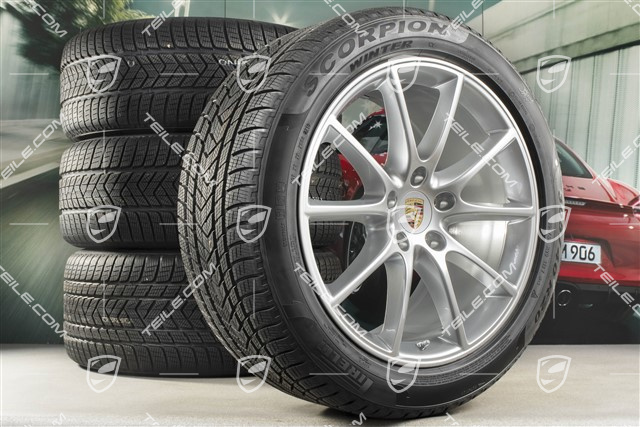 20-inch Cayenne COUPE Design winter wheel set, rims 9J x 20 ET50 + 10,5J x 20 ET55 + NEW Pirelli winter tyres 275/45 R20 + 305/40 R20, with TPMS, DOT/prod.year 2020