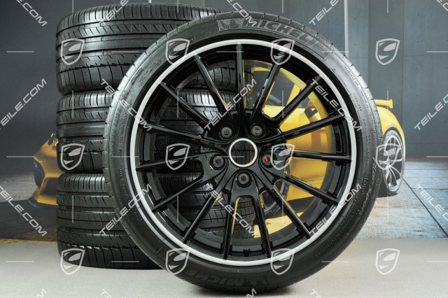 20" Panamera Sport Sommerräder Satz, Felgen 9,5J x 20 ET 65 + 11,5 J x 20 ET 63, Sommerreifen 255/40 ZR20 + 295/35 ZR20, in Schwarz, ohne RDK