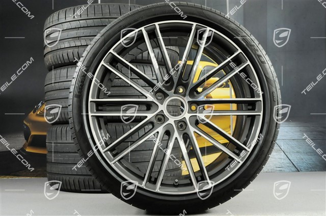 21-inch Turbo IV summer wheel set, rims 9,5J x 21 ET71 + 11,5J x 21 ET69 + NEW Pirelli summer tires 275/35 ZR21 + 315/30 ZR21, with TPM