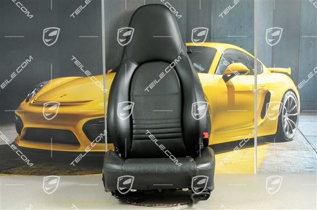 Seat, manual adjustable, leather/Leatherette, Black, damage, R