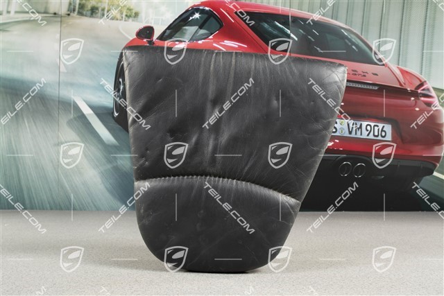 Back seat lower / cushion, Draped leather, Black, R