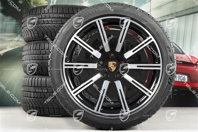20-inch Sport Aero winter wheel set, rims 9J x 20 ET54 + 11J x  20 ET60, Pirelli winter tyres 245/45 R20 + 285/40 R20 / new / Taycan 9J1 /  601-02 Winter wheel sets / 9J1073601E