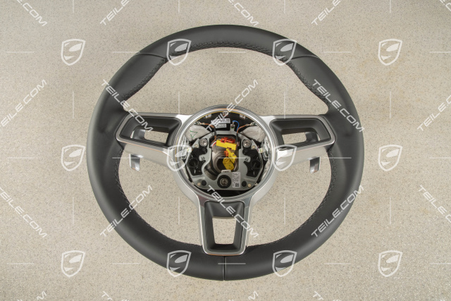 Sports steering wheel, without compass, without heating, leather black