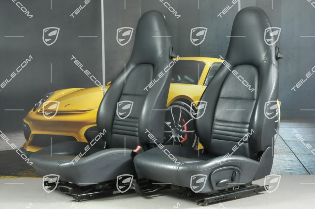 Seats, manual adjustable, leather/Leatherette, Metropole blue, set (L+R)