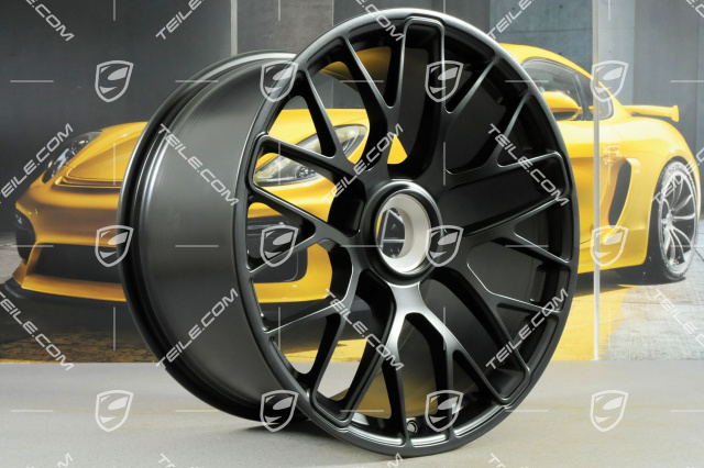 20" Turbo S Felgen Satz, Zentralverschluss, 9J x 20 ET51 + 11,5J x 20 ET56, in Schwarz-Matt (in schwarz seidenglanz)