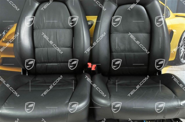 Seats, el adjustable, heating, leather, Black, Draped, set (L+R)