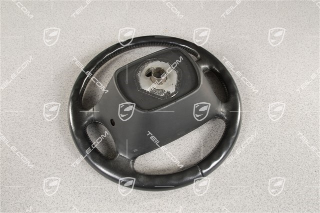 Steering wheel, 4-spoke, Leather, Black