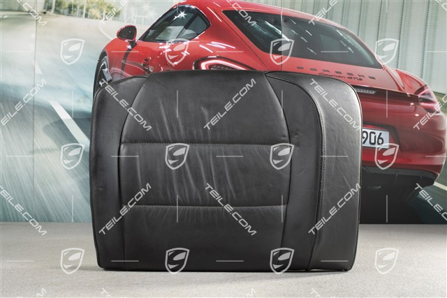 Back seat backrest, Draped leather, black, Cabrio, R