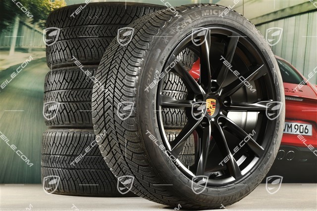 19-inch Boxster S winter wheels set, rims 8J x 19 ET57 + 10J x 19 ET45 + NEW Michelin Pilot Alpin 4 winter tires 235/40 R19 +265/40 R19, black satin matt