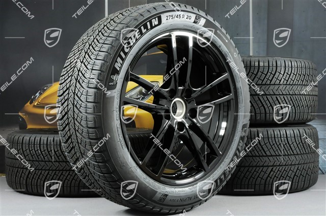 20-inch Cayenne Sport winter wheel set, rims 9J x 20 ET50 + 10,5J x 20 ET64 + NEW Michelin winter tyres 275/45 R20 + 305/40 R20, with TPMS, black high-gloss