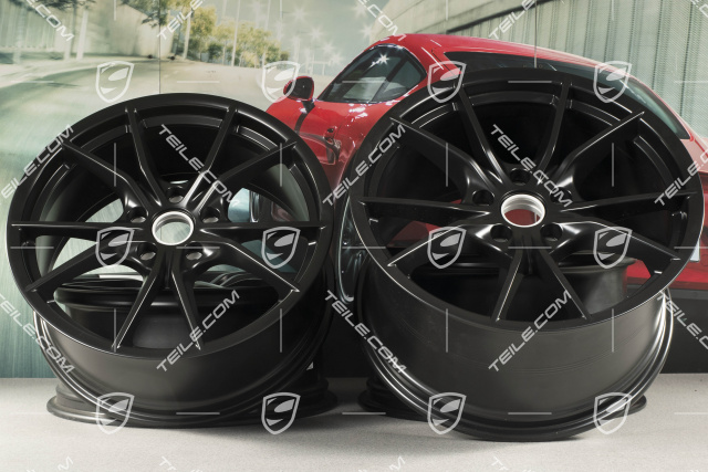 20" Komplet felg Carrera S IV, 8,5J x 20 ET49 + 11J x 20 ET56, do kół zimowych, C4/C4S/GTS, czarny satynowy mat