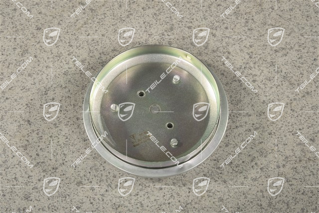 Wheel centre cap, silver anodized, with clamping ring for 71 mm openings