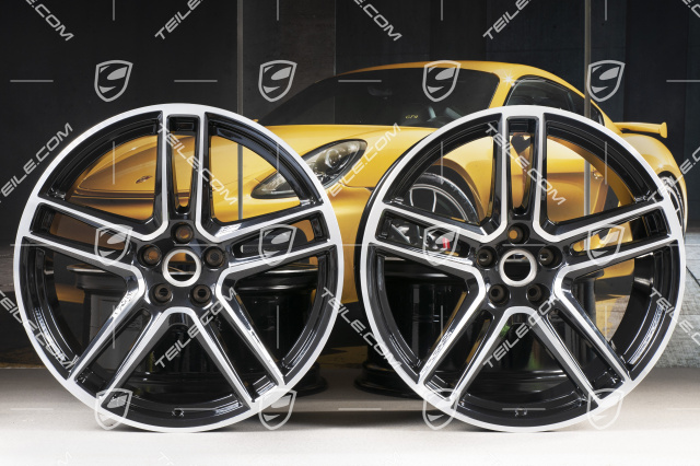 20-inch alloy wheel "Macan Turbo", 9J x 20 ET26 + 10J x 20 ET19, BORBET, Jet Black Met.