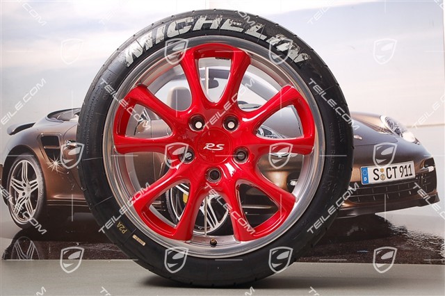 18-inch GT3 RS wheel set, red lacquered, wheels: 11J x 18 ET63 + 8,5J x 18 ET40