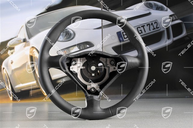 3-spoke steering wheel, black leather
