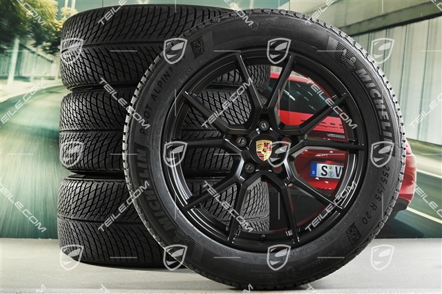 20-inch Cayenne S winter wheel set, rims 9J x 20 ET50 + 10,5J x 20 ET64 + NEW Michelin winter tyres 255/55 R20 + 295/45 R20, with TPMS, black satin matt