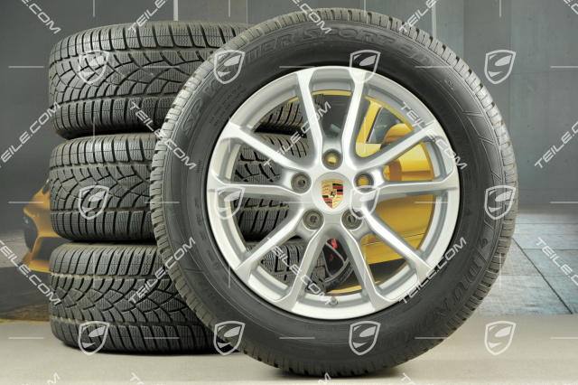 18-inch winter wheels set "Cayenne" facelift 2014->, alloy rims 8J x 18 ET53 + Dunlop winter tyres 255/55 R18, with TPM