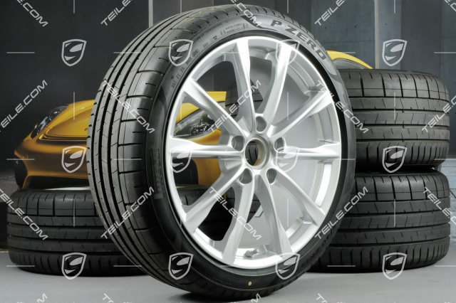 19-inch Boxster S summer wheel set, rims 8J x 19 ET57 + 10J x 19 ET45 + NEW Pirelli P Zero summer tyres 235/40 R19 + 265/40 R19