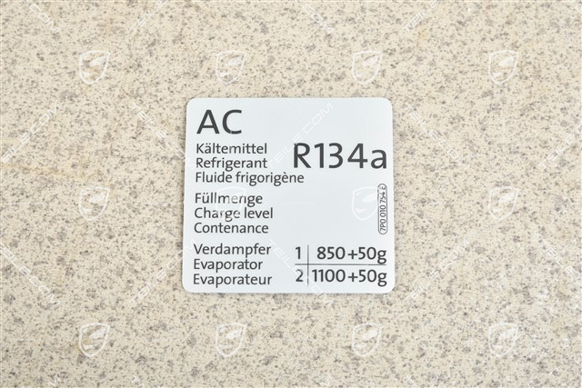 Notice sticker, Refrigerant R134a Notice sticker, Refrigerant R134a