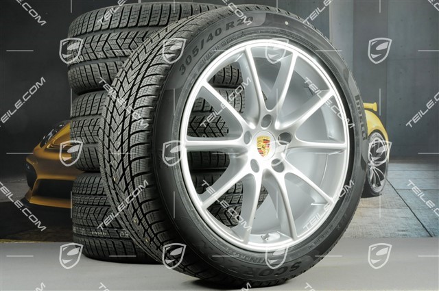 20" Cayenne Design Winterräder Satz, Felgen 9J x 20 ET50 + 10,5J x 20 ET64 + NEUE Pirelli Winterreifen 275/45 R20 + 305/40 R20, mit RDK-Sensoren