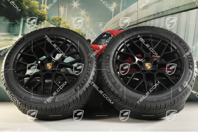 20" "RS Spyder Design" koła zimowe, komplet, felgi 9J x 20 ET26 + 10J x 20 ET19, opony zimowe Michelin Pilot Alpin 5 SUV 265/45 R20 + 295/40 R20, z czujnikami ciśnienia, czarny satynowy półmat