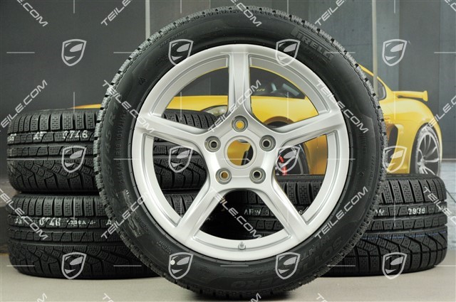 18" Boxster winter wheels set, rims 8J x 18 ET57 + 9,5J x 18 ET49, Pirelli Sottozero II winter tires 235/45 R18 + 265/45 R18