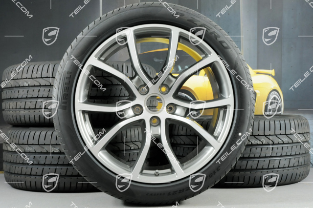 21-inch Cayenne Exclusive Design summer wheel set, rims 9,5J x 21 ET46 + 11,0J x 21 ET58 + Pirelli P Zero summer tyres 285/40 R21 + 315/35 R21, with TPMS