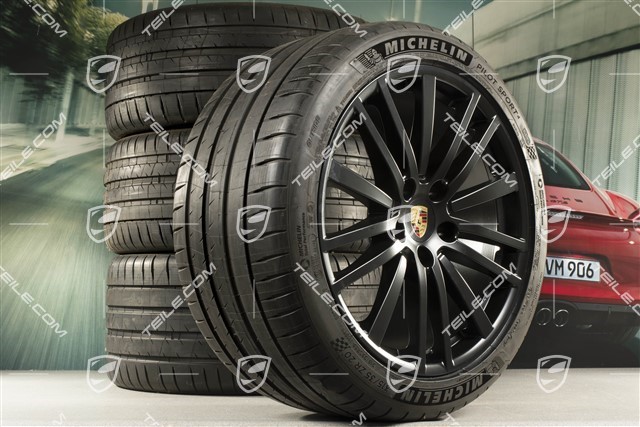 20-inch Panamera Design summer wheel set, rims 9,5J x 20 ET71 + 11,5J x 20 ET68 + Michelin summer tires 275/40 ZR20 + 315/35 ZR20, with TPM