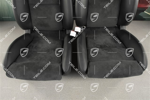 Fotele sportowe, regulowany el., 18-way, podgrzewane, lędźwia, skóra/Alcantara, czarne, z herbem Porsche, zestaw, L+R