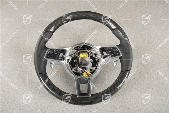 Multifunction steering wheel, PDK, heated, leather + Carbon, black