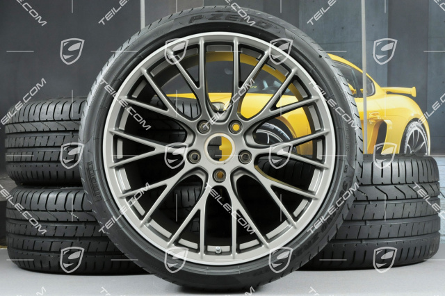 20" Sommerräder Satz RS SPYDER Design, Felgen 8,5J x 20 ET49 + 11,5J x 20 ET56 + Sommerreifen 245/35 R20 + 305/30 R20, in Platinum (seidenglanz)