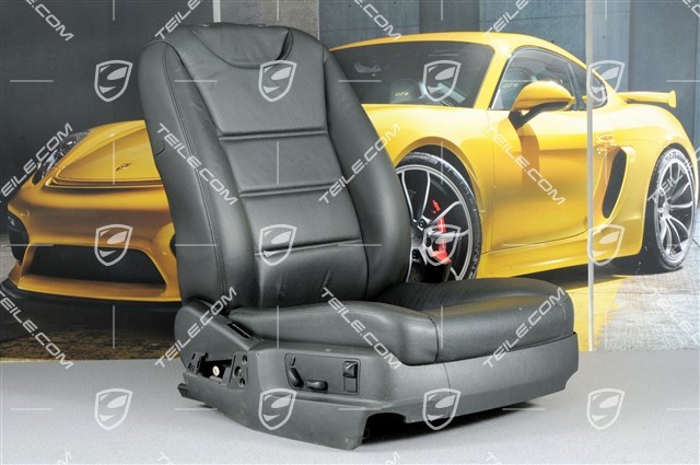 Seat, el adjustable, Lumbar, ruffled leather, black, damaged, R