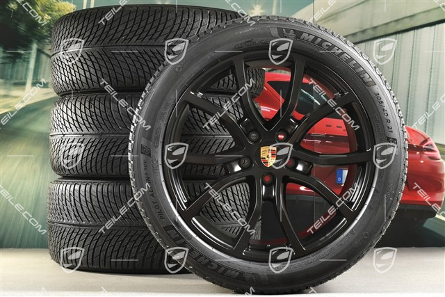 21-inch Cayenne COUPE Exclusive Design winter wheel set, rims 9,5J x 21 ET46 + 11,0J x 21 ET49 + Michelin Pilot Alpin 5 SUV winter tyres 285/45 R21 + 305/40 R21, with TPMS, black satin-mat