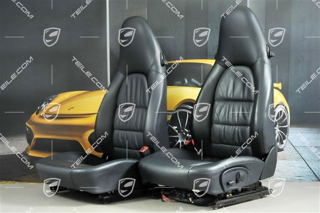 Seats, el adjustable, leather, Metropole blue, Draped, set (L+R)