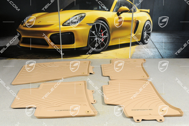 Floor mat rubber set, air conditioner/climatronic, Luxor Beige