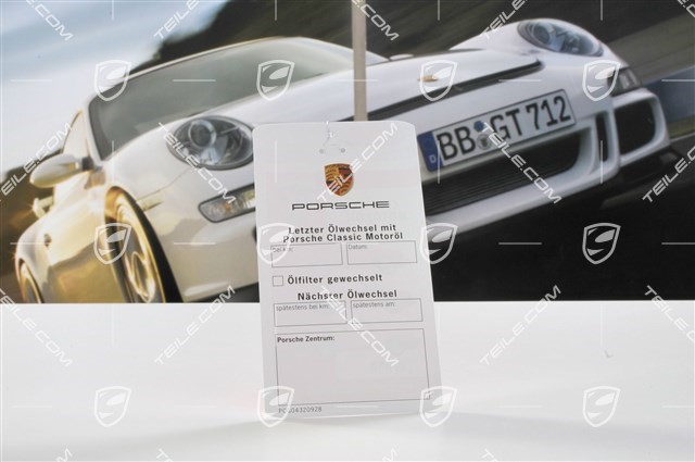 Porsche Classic tag oil change service, 20W50, german