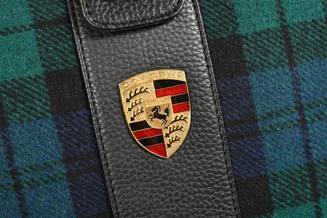 Porsche Classic Car Care Set with bag (tartan blue/green pattern), for all models