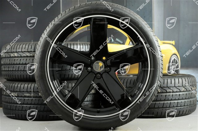 21-inch "Sport Classic" black (high gloss) summer wheels set, rims 9J x 21 ET26 + 10J x 21 ET19, Pirelli PZero summer tyres 265/40 R 21 + 295/35 R 21, with TPMS