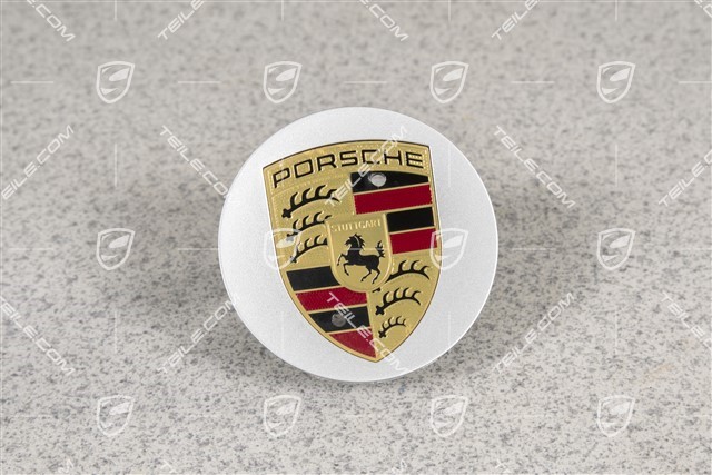 Hub cap concave Porsche Radzierdeckel konkav PLATINUM Wappen farbig NEU+ORIG