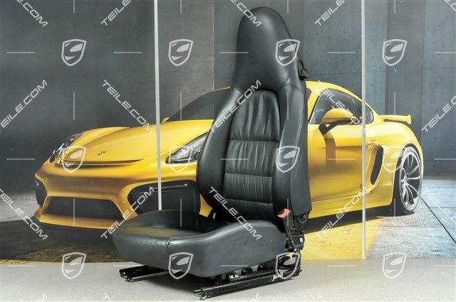 Fotel, regulowane elektrycznie, skóra, Granatowe, fałdowane, herb Porsche, R