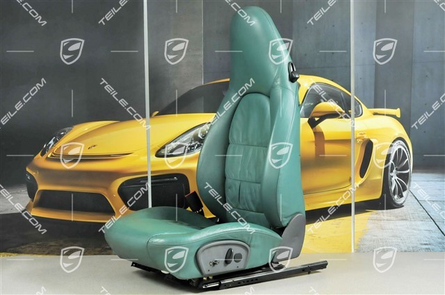Seat, el. adjustable, heating, leather, Nephrite green, Draped, damage, L