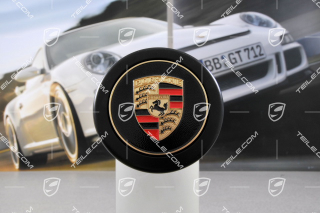 Hub cap, painted black, crest coloured, for internal diameter 71mm