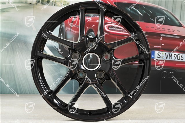17-inch Cayman wheel set, front 6,5J x 17 ET55 + rear 8J x 17 ET40, black high gloss