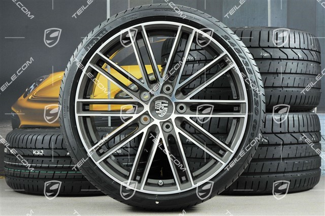 20" Sommerräder 911 Turbo IV, Felgen 11,5J x 20 ET56 + 9J x 20 ET51 + Pirelli Sommerreifen 305/30 ZR20 + 245/35 ZR20, Titan