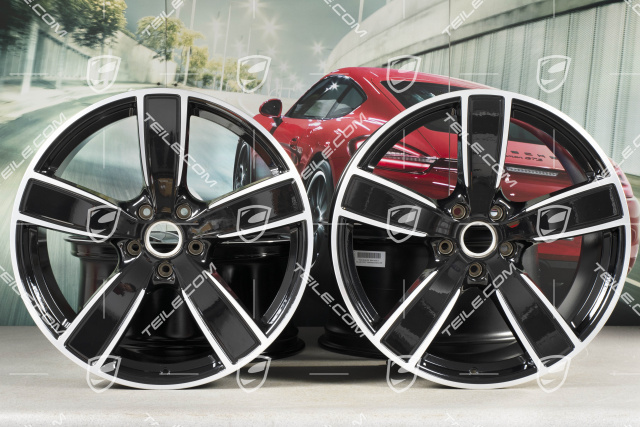 22-inch wheel rim set, Cayenne Sport Classic, 10J x 22 ET48 + 11,5J x 22 ET61, Jet Black Metallic