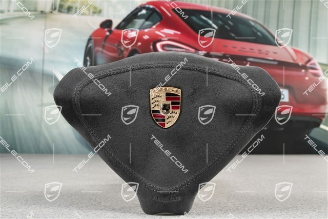 Airbag, 3-spoke, with coloured crest, Alcantara black