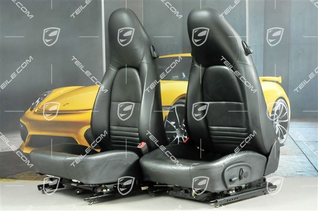 Seats, el adjustable, heating, leather, Black, set (L+R)