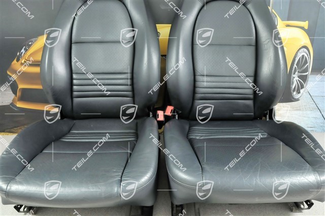 Seats, manual adjustable, leather/Leatherette, Metropole blue, set (L+R)