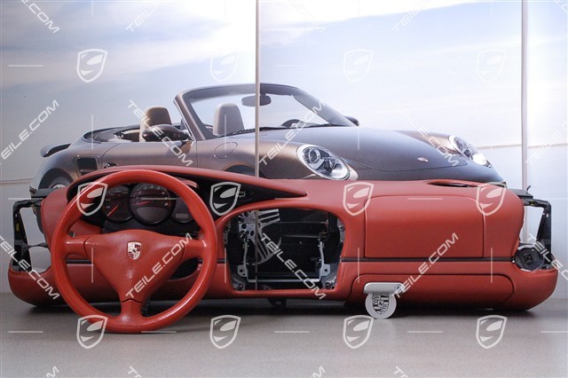 Dashboard lining, leather, "Boxster" red, with airbag cover
